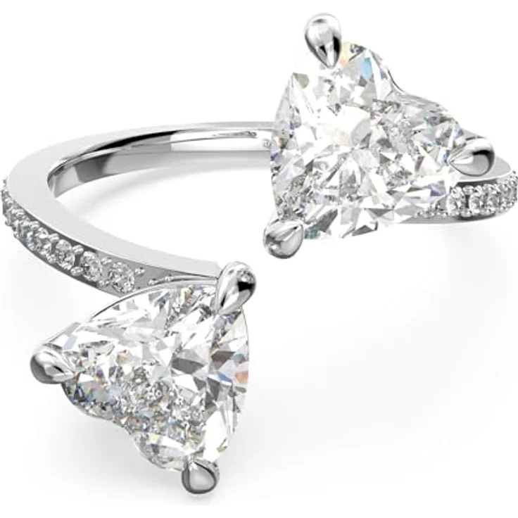 Swarovski Attract Soul Offener Ring, Herz, Weiß, Rhodiniert, romantisches Design mit funkelnden Herzelementen – Bild 1