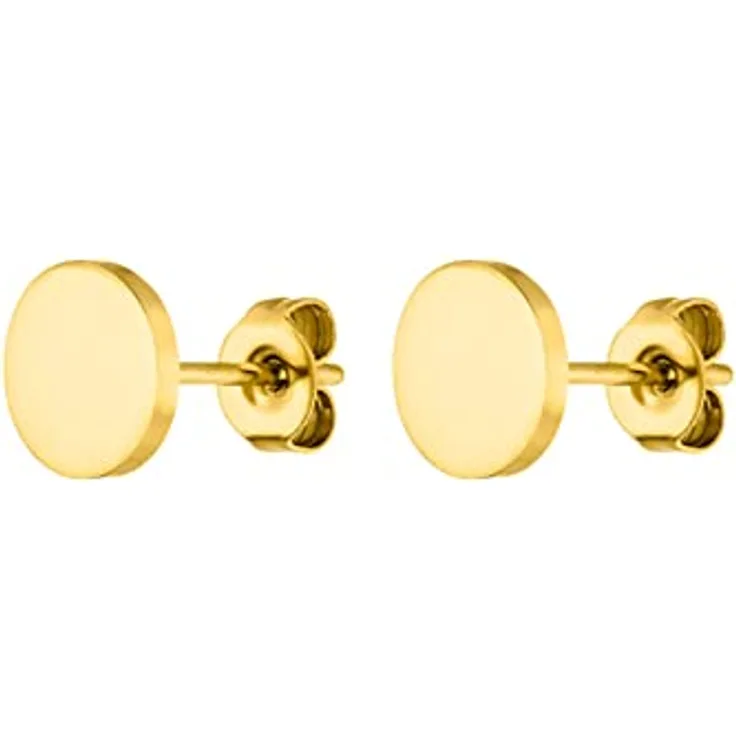 Purelei Coin Ohrringe Gold Silber, Kleine Runde Wasserfeste Edelstahl Ohrstecker, Unisex, Hypoallergen, 7,5 mm Minimalistisch