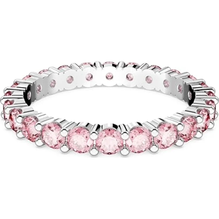 Swarovski Matrix Ring, Rhodinierter Damenschmuck mit Rosa-violetten Swarovski Kristallen, verspieltes Design – Bild 1