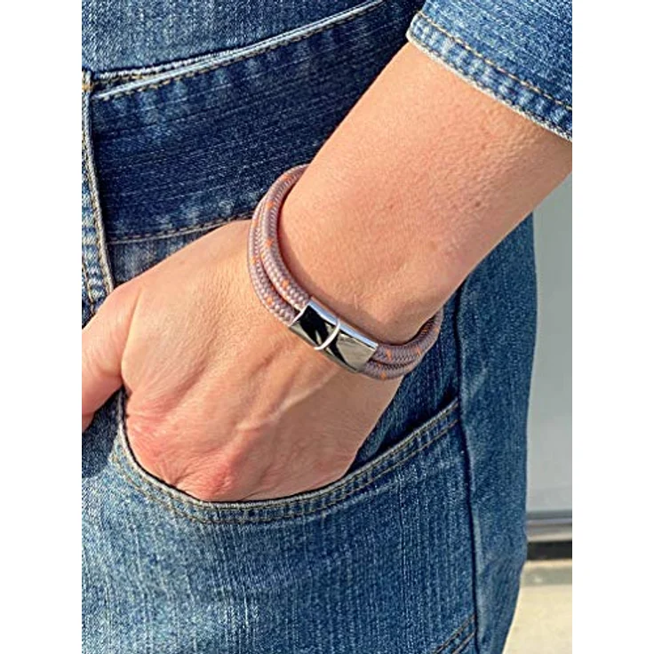 Galeara Noa Segeltau Armband Geflochten Nautisch mit Magnetverschluss, grau lila, 195 mm, Damen-Armband, hochwertiges Nylon Seil 5mm, Geschenkverpackung – Bild 4