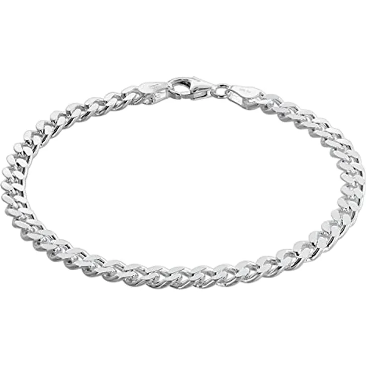 trendor Armband für Männer Silber 925 Flachpanzer 4,7 mm breit, 21 cm, hochwertiges Echt-Silber, eleganter Schmuck für Herren