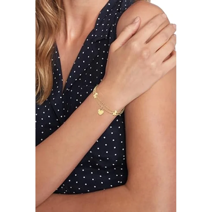 Tommy Hilfiger Jewelry Damen Gliederarmband Edelstahl mit Gelbgold-Beschichtung, verstellbare Länge 16-19 cm, Herz-Anhänger 2781012 – Bild 2