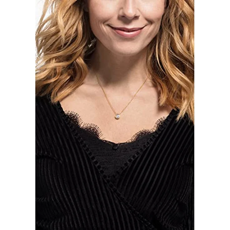 JETTE Damen-Halskette 925er Silber mit Zirkonia, 45 cm Gold, Geschenkbox – Bild 3