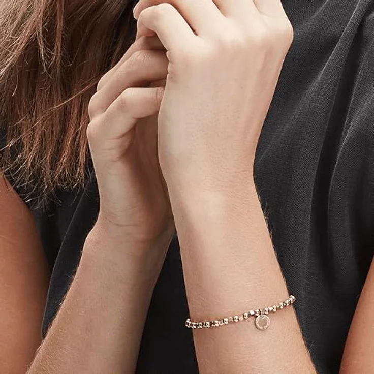 Liebeskind Berlin Beads Armband, Edelstahl poliert in IP Roségold, 4 mm Beads, ca. 17 cm lang mit Zugbandverschluss – Bild 2
