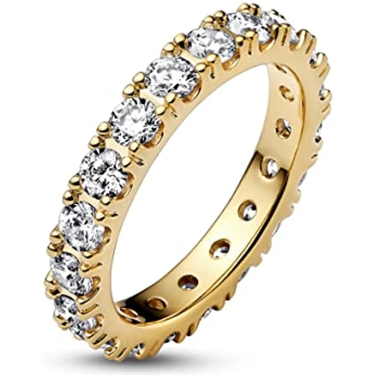 PANDORA Timeless Funkelnde Reihe Ewigkeits-Ring, 14 Karat vergoldete Metalllegierung mit klaren Cubic Zirkonia, Größe 52, 160050C01-52 – Bild 3