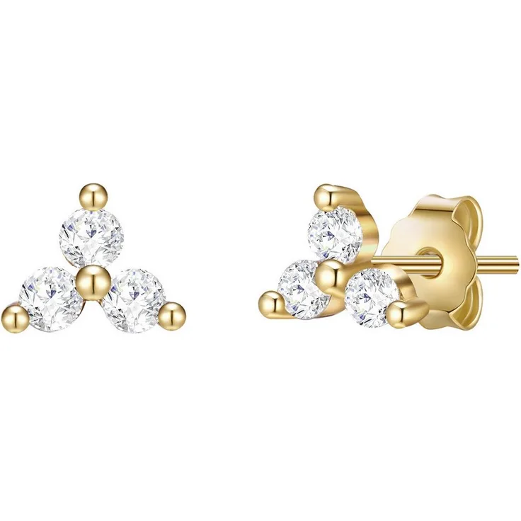 Lulu & Jane AV220 Paar Ohrstecker Set, 2-tlg. mit Zirkonia, gelbgold hochglanzpoliert
