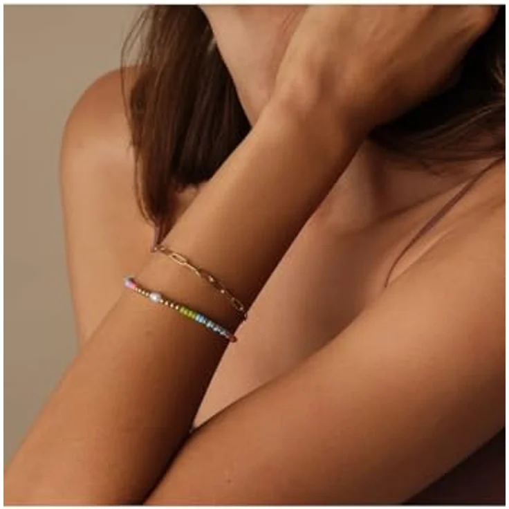 Guido Maria Kretschmer Damen-Armband Edelstahl mit Perlen und Kunststoff Muschelkern, One Size, elegant – Bild 2