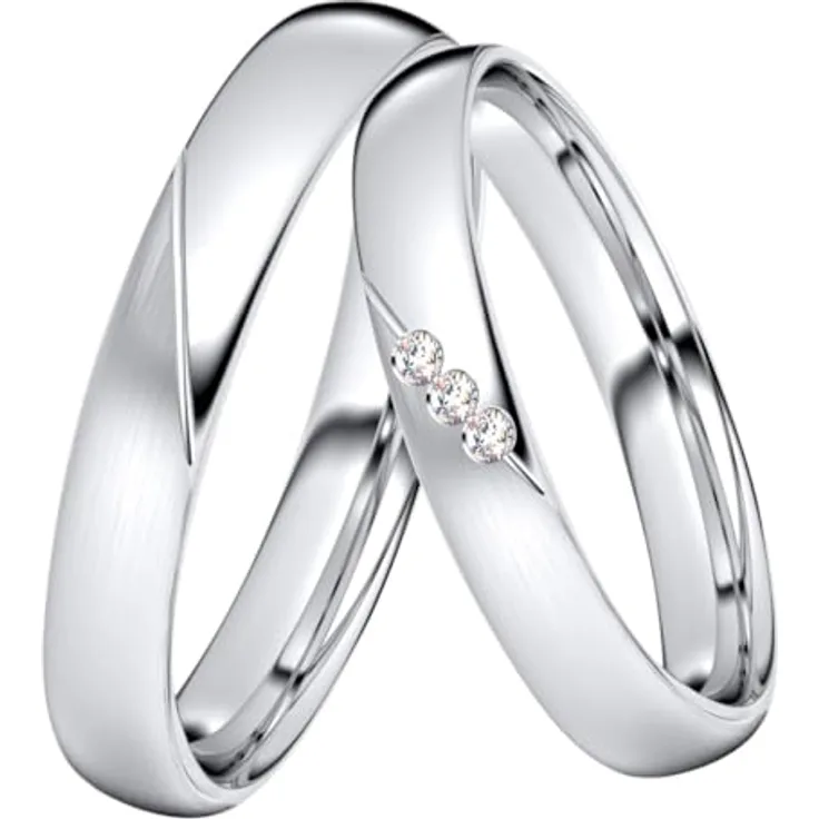 DOOSTI SWEET Trauring/Ehering/Partnerring, Silber 925/- hochwertiger Damen- und Herrenring ohne Stein, Größe 58