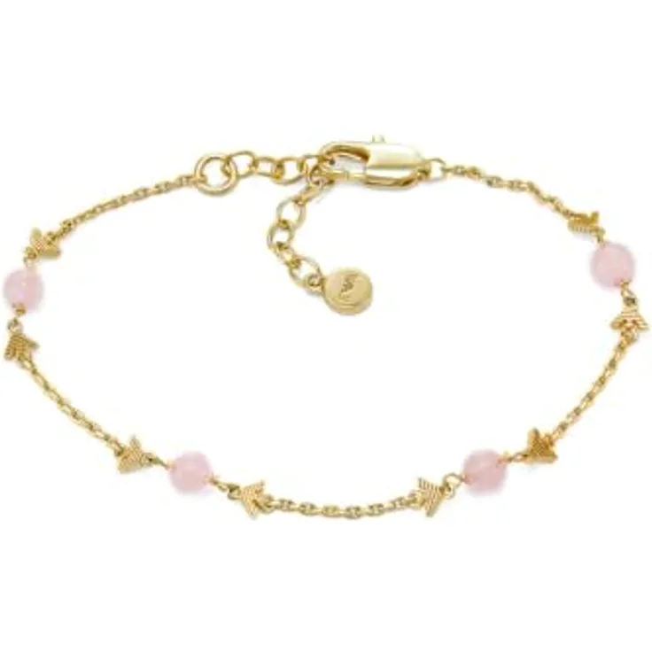 Emporio Armani Armband, Schmuck Geschenk mit rosafarbenen Quarzperlen, elegante Metall Armkette