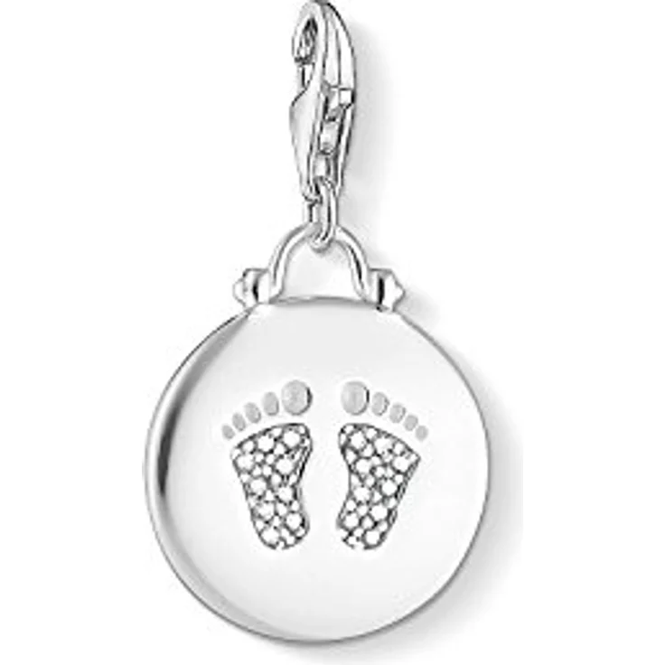 Thomas Sabo Charm-Anhänger Coin Baby Fußabdruck Charm Club, 925 Sterling Silber mit Karabinerhaken, für Bettelarmbänder und Ketten – Bild 1