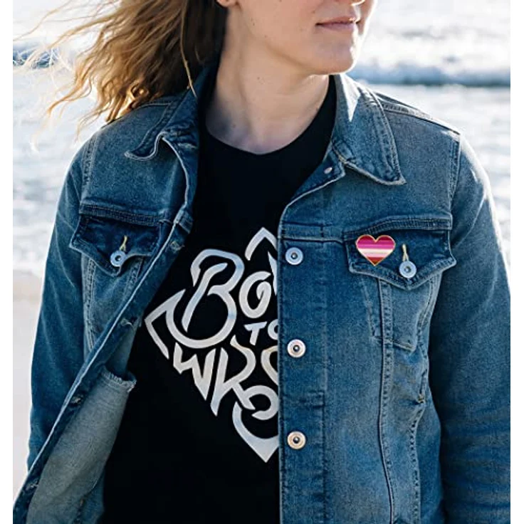 Sinwinkori 5 Stück Lesben Stolz Herz Abzeichen Brosche, Emaille Anstecknadel, langlebig und hochwertig, 25 mm x 22 mm – Bild 4