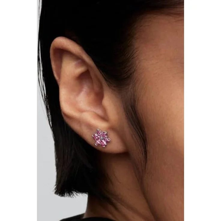 Pandora Ohrstecker Herbarium Blume Rosa, 925 Sterling Silber mit rosafarbenen Cubic Zirkonia in Blütenform, Damen Schmuck, 292633C02 – Bild 3