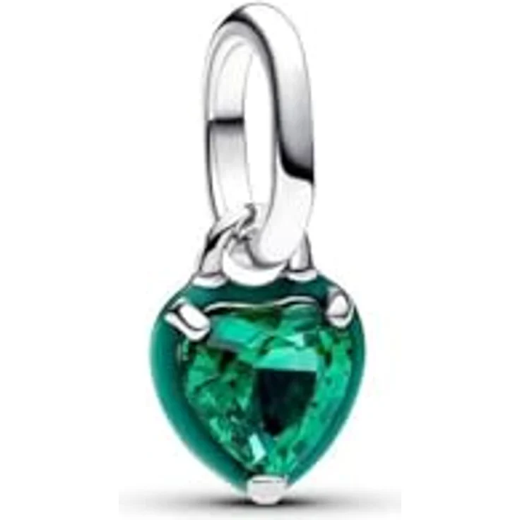 PANDORA ME Grünes Chakra-Herz Mini-Charm-Anhänger aus Sterling Silber mit grünem künstlichem Kristall, kompatibel mit ME und Moments Armbändern, 793042C03