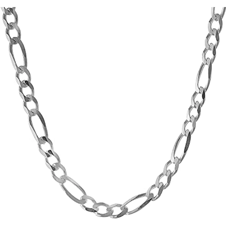 trendor 925 Sterling Silber Figaro-Halskette für Herren, 4,2 mm breit, 55 cm, diamantierte Oberfläche, sicherer Karabiner-Verschluss, ideales Geschenk – Bild 2