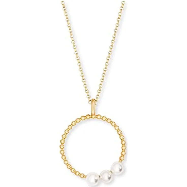 Engelsrufer Halskette mit Pearls-Anhänger aus 925er Sterlingsilber, vergoldet, Muschelkernperlen, Farbe Gold, Länge: 42cm +4cm +4cm, ERN-PEARLS-G