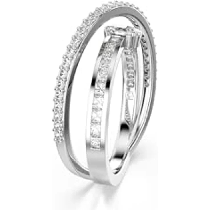 Swarovski Hyperbola Ring, Rhodinierter Damenring mit Klarem Swarovski Zirconia und Oval-Schliff – Bild 2