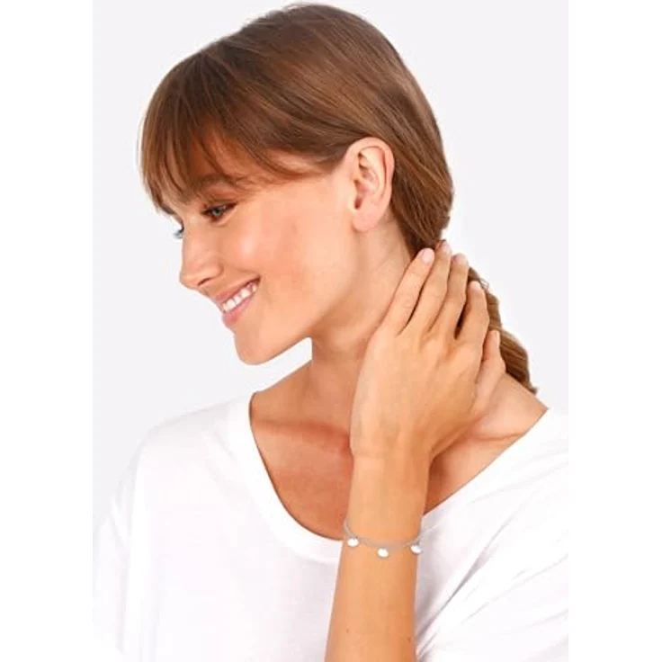Elli Damen-Armband Kreis Layer Geo Plättchen, 925 Sterling Silber, 16 cm, handgefertigt, hochglanzpoliert – Bild 5