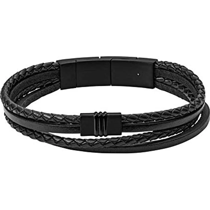 Fossil JF03098001, Herren Edelstahlarmband in Schwarz, Vintage Casual, Innenlänge 175mm - 190mm, gebürstetes Finish, Magnetverschluss – Bild 1