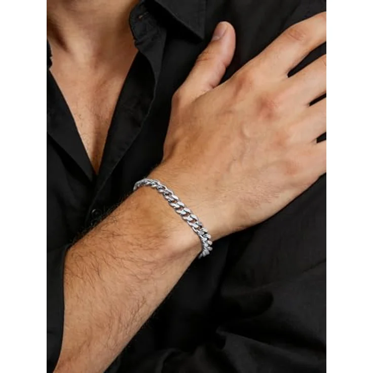 FindChic Herren Armband Edelstahl Panzerkette 7mm breit, 19cm lang, Silber, robust und stylish, gegen Oxidation und Hautreizungen – Bild 4