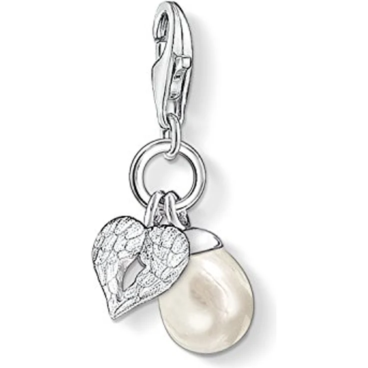 Thomas Sabo Charm-Anhänger Perle mit Herz & Flügel, 925 Sterling Silber, Charm Club 0779-082-14