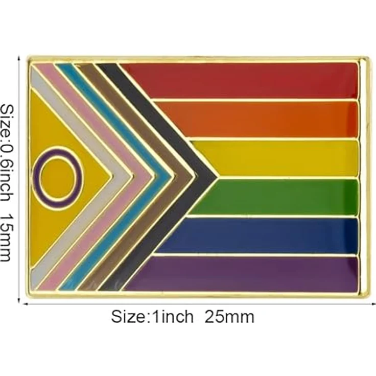 Sinwinkori Pack 3 Intersex Progress Pride Pin Badge, hochwertiger Metall- und Emaille-Lack, 5 Stück, 15 x 25 mm, Regenbogen Brosche – Bild 2
