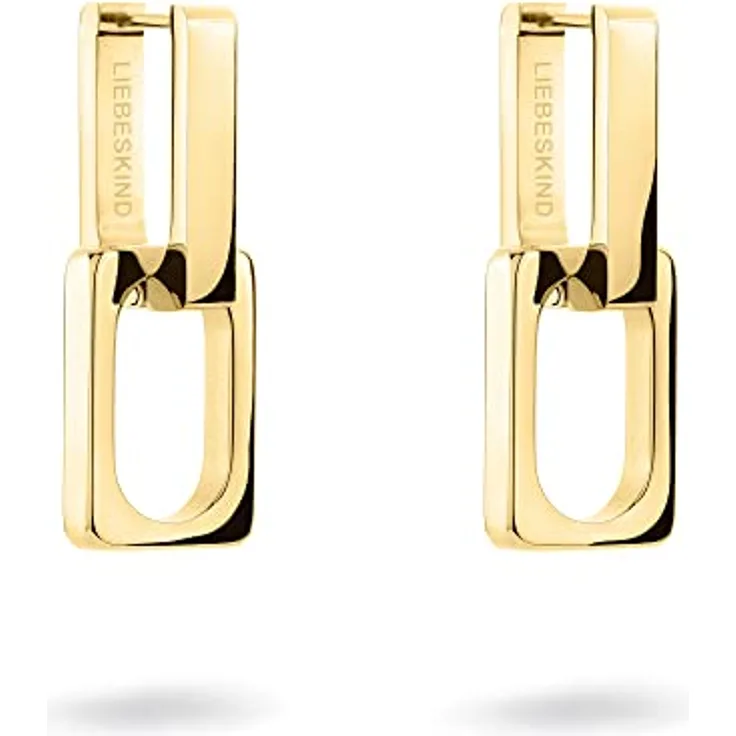 Liebeskind Berlin Ohrringe LJ-1090-E-35, Creolen aus Edelstahl IP Gold, 3,5 cm Länge mit Steckverschluss