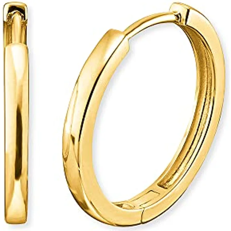 Engelsrufer Creolen ERE-LISA-G-CR, mittelgroße goldene Hoops aus Silber 925 mit abriebfester Vergoldung und Clipverschluss