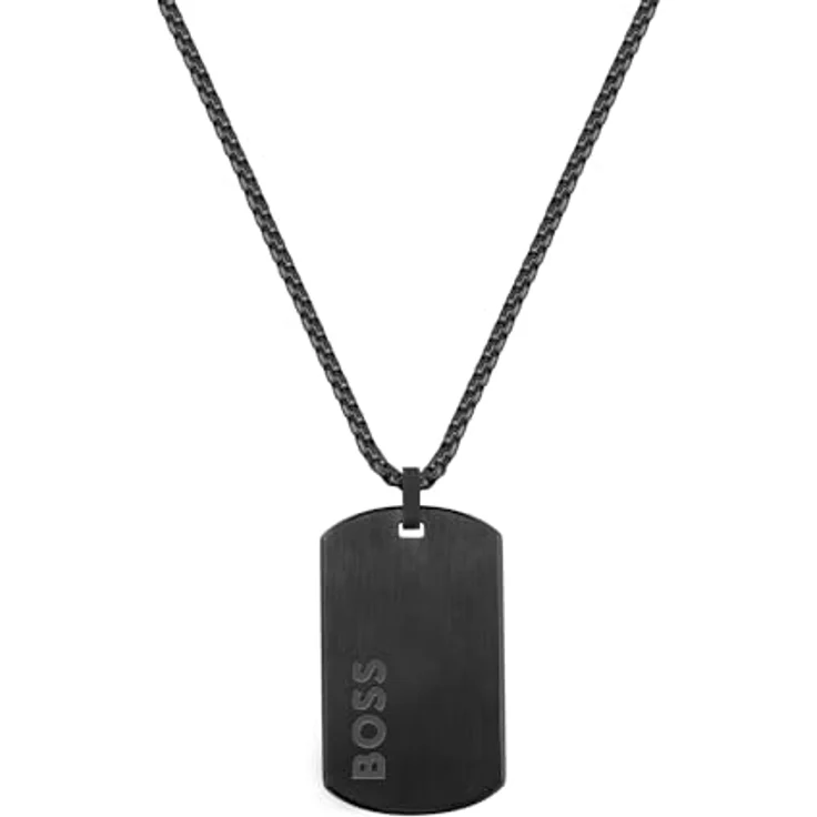BOSS Jewelry Halskette für Herren, Edelstahl mit schwarzer IP-Beschichtung, 61 cm, gravierter Schriftzug, magnetischer Verschluss – Bild 2