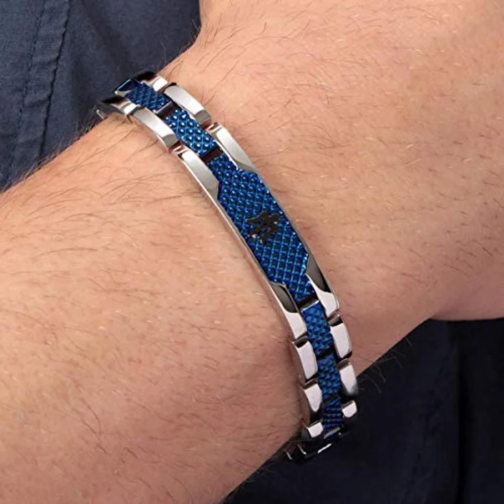 Maserati Herrenarmband JEWELS Kollektion, Edelstahl Grau PVD und Blau PVD, 21 cm, Clipverschluss – Bild 5