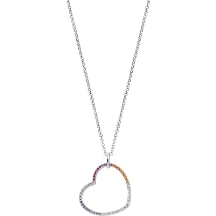 Engelsrufer Halskette mit Herz-Anhänger aus 925er Sterlingsilber, Zirkonia in Warm Multicolor, verstellbare Länge 42cm + 4cm + 4cm, Modell ERN-HEARTWARM-ZIM