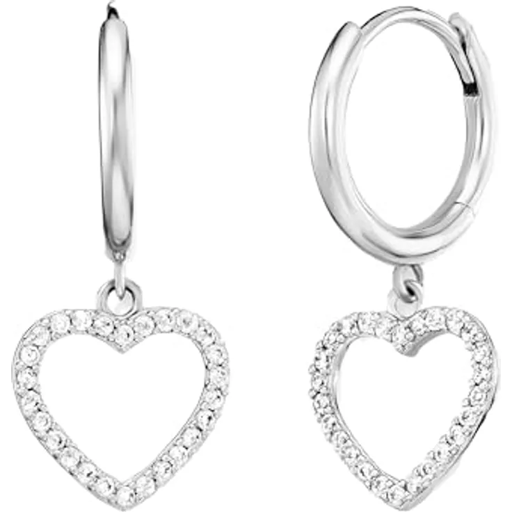 Engelsrufer ERE-HEARTSHINY-ZI-CR, Ohrhänger mit herzförmigem Design in glänzendem Silber