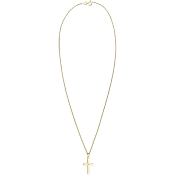 DIAMORE Elli DIAMONDS Halskette Damen Kreuz Anhänger aus 585 Gelbgold mit Diamant (0.02 ct.), 45 cm – Bild 3
