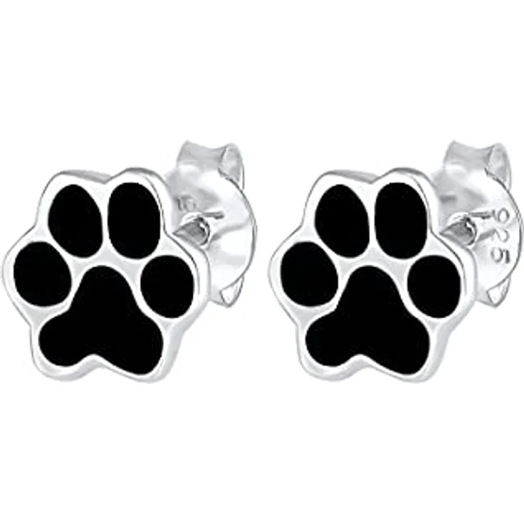 Elli Ohrringe Damen Ohrstecker Pfoten Tier Hund Katze filigran mit Emaille in 925 Sterling Silber – Bild 3