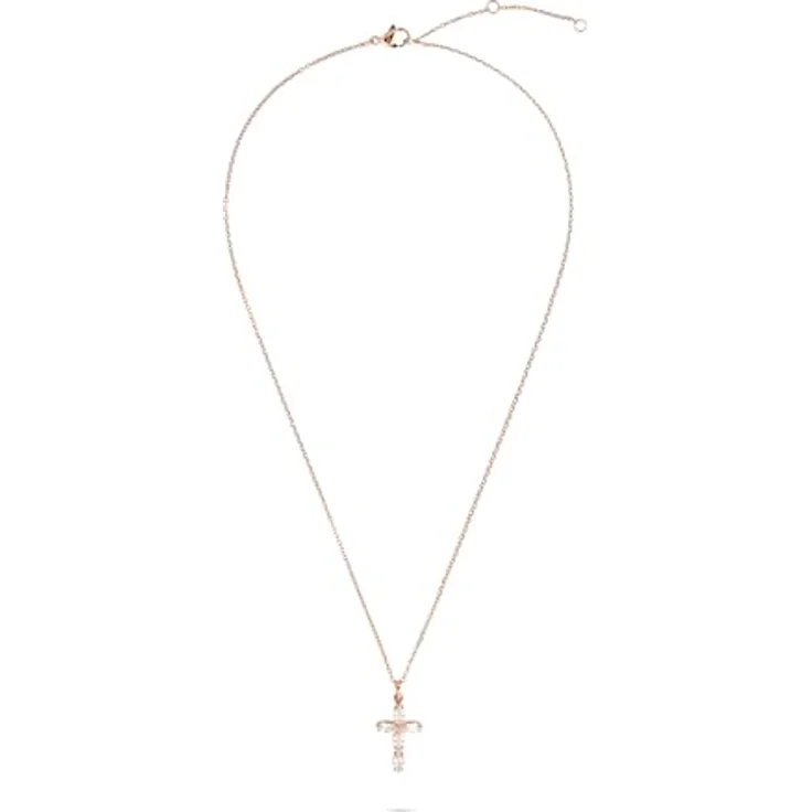 Tamaris Necklace, Halskette mit Kreuz-Anhänger aus Edelstahl, IP Roségold, verstellbar bis 47 cm, wasserfest & hautfreundlich – Bild 2