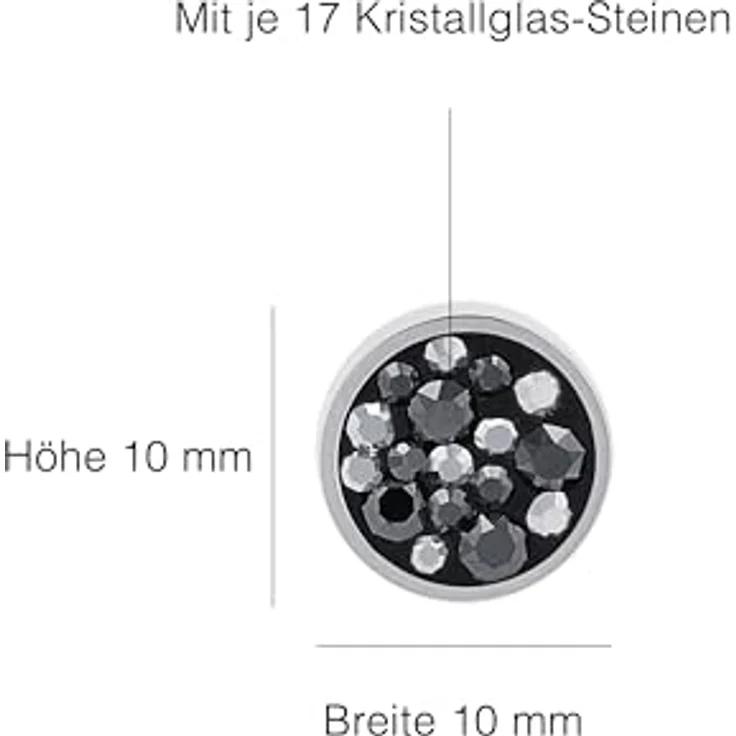 s.Oliver Damen Ohrstecker, Edelstahl mit Swarovski Kristallen in Dunkelgrau und Silber, Durchmesser ca. 1 cm – Bild 3