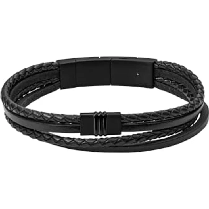 Fossil JF03098001, Herren Edelstahlarmband in Schwarz, Vintage Casual, Innenlänge 175mm - 190mm, gebürstetes Finish, Magnetverschluss – Bild 2