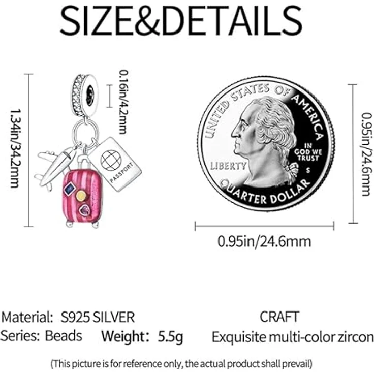 TINSLO Charm Anhänger Damen 925 Sterling Silber mit Zirkonia-Steinen, kompatibel mit Pandora Armbänder und Halsketten, ideal als Geschenk für Frauen und Mädchen – Bild 4