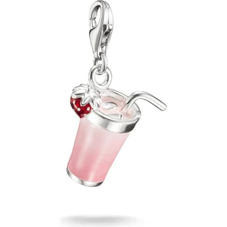 THOMAS SABO Damen-Charm Silber, Rosa Emaille, Getränke-Design mit Karabinerverschluss – Bild 1