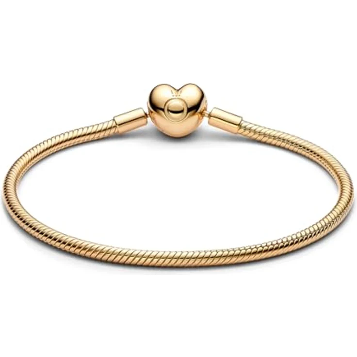 PANDORA Moments Schlangen-Gliederarmband mit Herz-Verschluss aus vergoldetem Sterling Silber, Größe: 17, kompatibel mit Moments Kollektion, 563050C00-17 – Bild 4