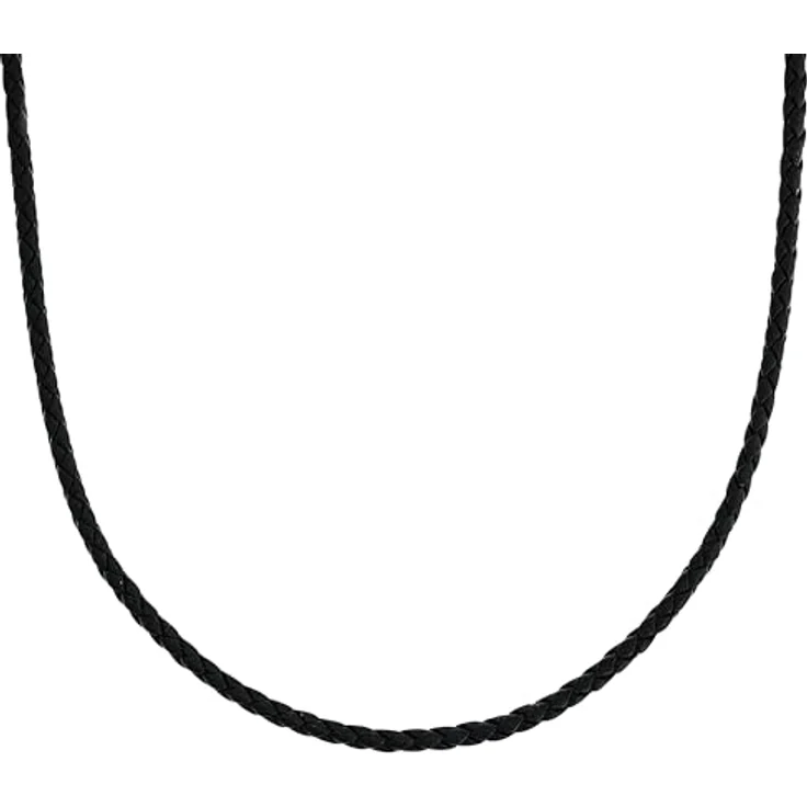 Amor Halskette Unisex Edelstahl Leder, 50 cm, Schwarz mit Karabinerverschluss, in Schmuck Geschenk Box, 2024329 – Bild 1