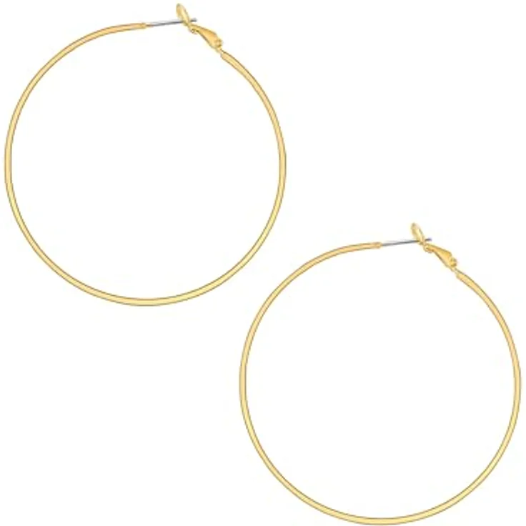 Lulu & Jane Damen Creolen, hochglanzpolierte Metall-Legierung, gelbgold, 59,9 mm – Bild 2