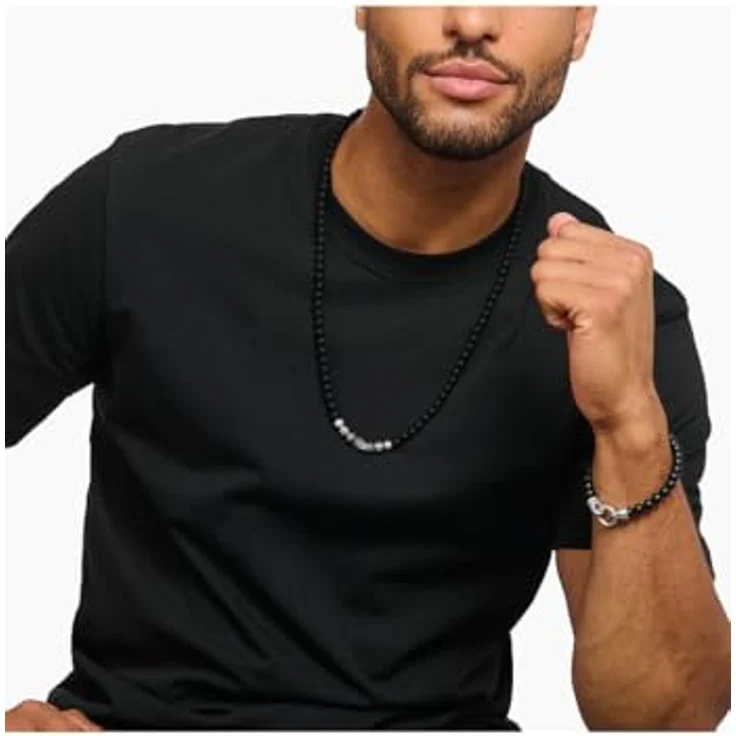 THOMAS SABO Kette Obsidian mit Totenkopf und Kreuzen aus geschwärztem 925 Silber, 70 cm, schwarz-silberfarben – Bild 2