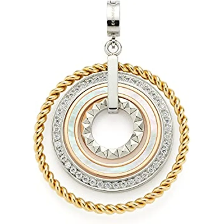 JEWELS BY LEONARDO Anhänger Clip & Mix Geometria, tricolor Edelstahl mit Perlmutt und Glaskristallen, Clip M (4,8 mm Ø), Damen Schmuck Geschenk, 021639
