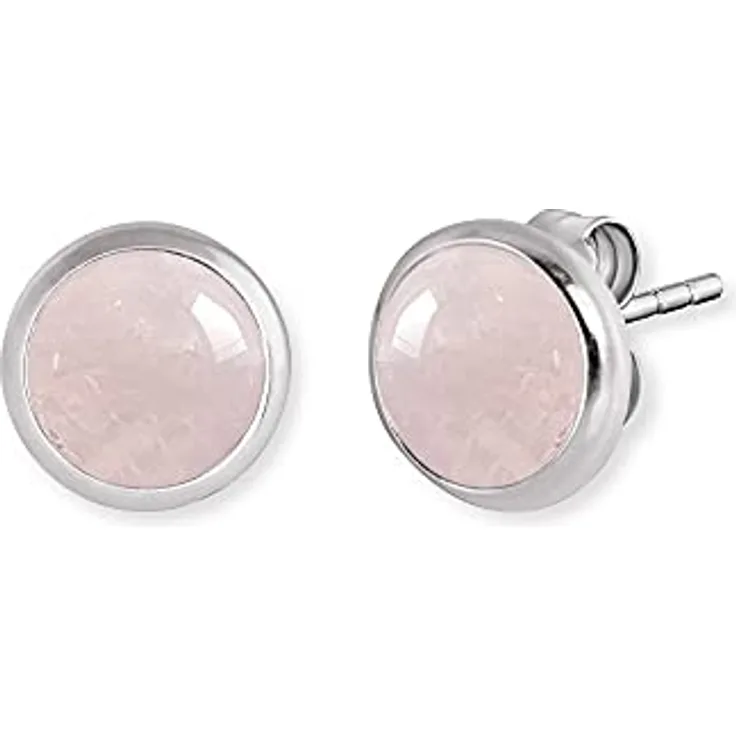 Engelsrufer Damen Ohrstecker mit Rosenquarz, rhodiniert, 925er Sterling Silber, Steckverschluss, nickelfrei