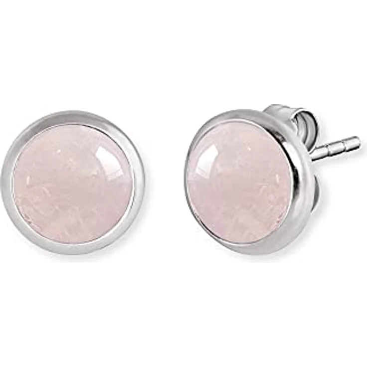 Engelsrufer Damen Ohrstecker mit Rosenquarz, rhodiniert, 925er Sterling Silber, Steckverschluss, nickelfrei – Bild 1