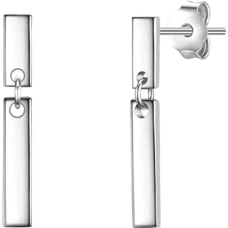 Glanzstücke München Damen Ohrhänger 925/- Sterling Silber rhodiniert, minimalistische Silberohrhänger mit praktischem Steckverschluss, 16,1 mm Höhe