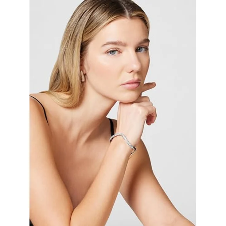 Swarovski Sublima Armreif, Rhodiniertes Armband mit Strahlenden Kristallen im Rundschliff, Weiß – Bild 2