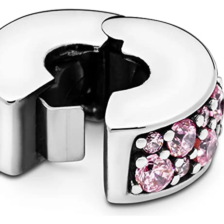 Pandora Charm-Einhänger 791817PCZ, Silber Clip mit rosa Steinen und Silikoneinlage – Bild 4