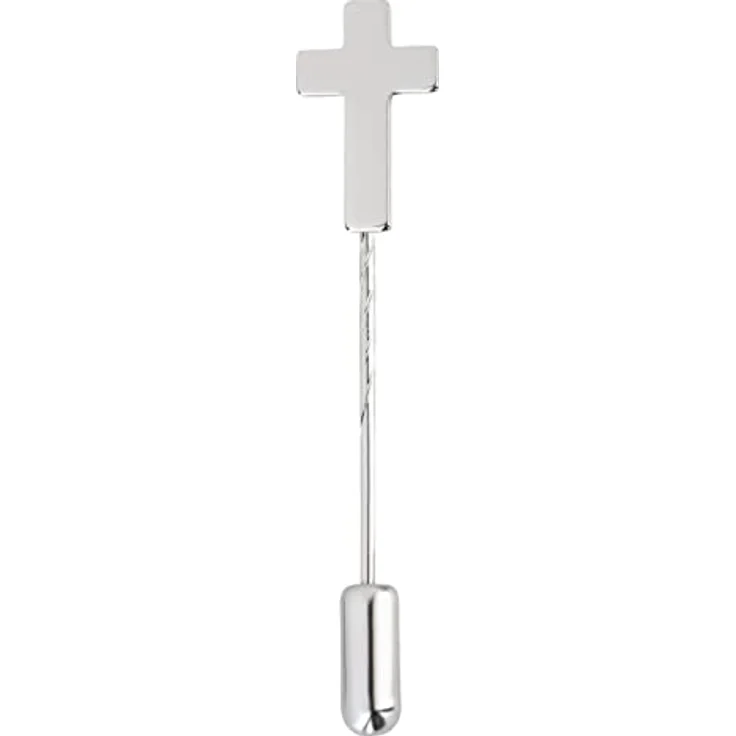 MaMeMi Anstecknadel KREUZ silberfarben, ca. 2 cm, eleganter Glaubensanhänger für Damen & Herren zu Taufe, Konfirmation, Kommunion, Firmung – Bild 1