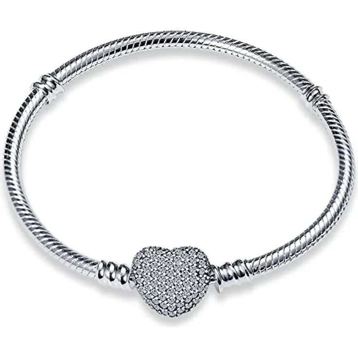 TINSLO Damen Armband 925 Sterling Silber, Schlangen Gliederarmband mit Herzverschluss, perfektes Geschenk zu Valentinstag, Muttertag und Geburtstag